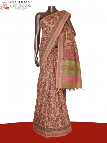 Pure Floral Tussar Silk Saree